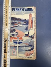Vintage 1964 American Oil Company Pennsylvania Gas Station Travel Road Map