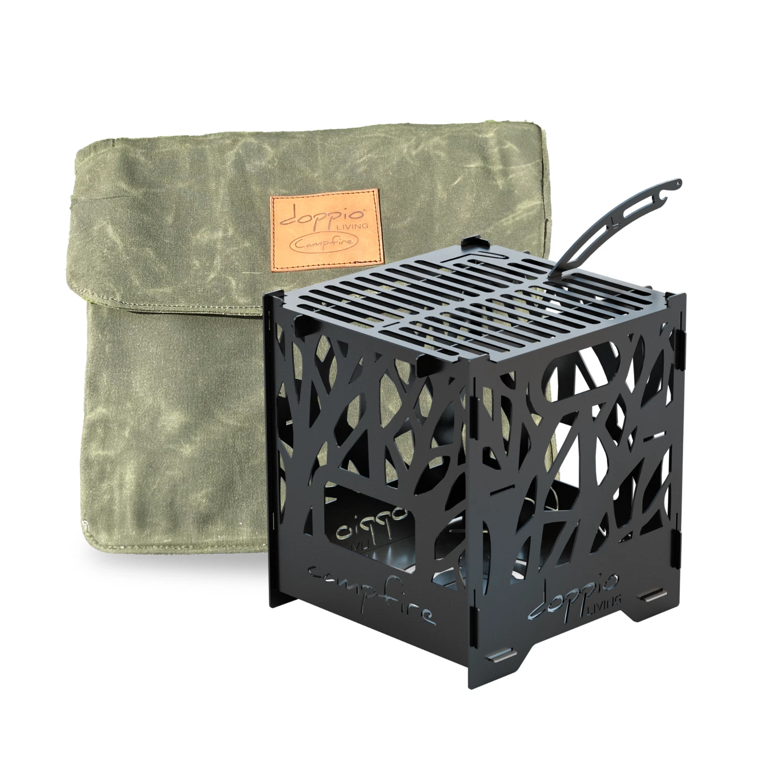 Made in USA Portable Campfire Grill with Grid 0.075 Corten Weathering Steel