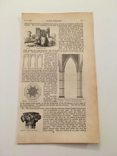 K67) Caerphilly Castle South Wales Architecture History 1842 Engraving