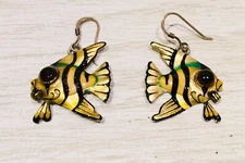 Vintage, Lunch At The Ritz, Enamel Fish Earring