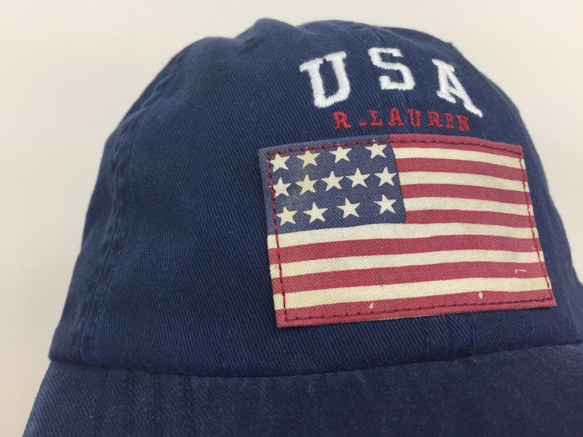 POLO by Ralph Lauren USA アメリカ国旗キャップ ブラック USA製 90s Polo Ralph Lauren Logo 6 Panel Cap 黒 L ポロラルフ