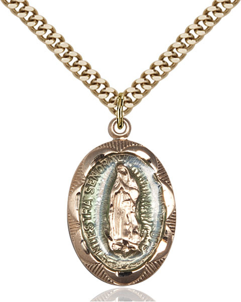 14K Gold Filled Our Lady Guadalupe Virgin Mary Medal Necklace Pendant ...