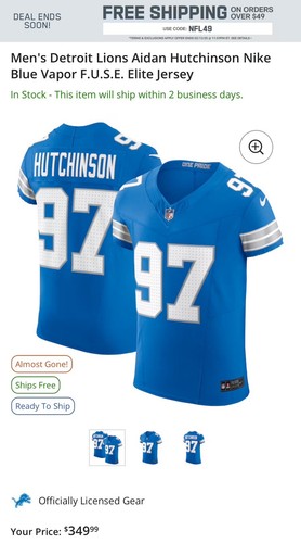 NWT SZ 40 Detriot Lions Aidan Hutchinson Nike Blue Vapor F.U.S.E Elite - Picture 10 of 11