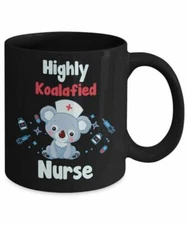 Koalafied Qualified Nurse Cute Koala Medical Black Microwaveable US Made Mug 