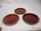 Vintage Brown Drip Glaze Pottery Set/3 Salad Plates 7.25" No Backstamp EUC — photo 2