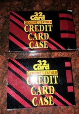 LEATHER CREDIT CARD CASE, 32 CARD HOLDER, NEW IN BOX, BURGUNDY or BROWN