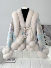 2023 Women's Winter 100 Fox Fur Coat Suede Leather Short Duck Down Thicken Coat