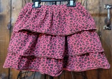 Girls J. Khaki Pink Leopard Print Ruffled Skirt Size S 10/12 