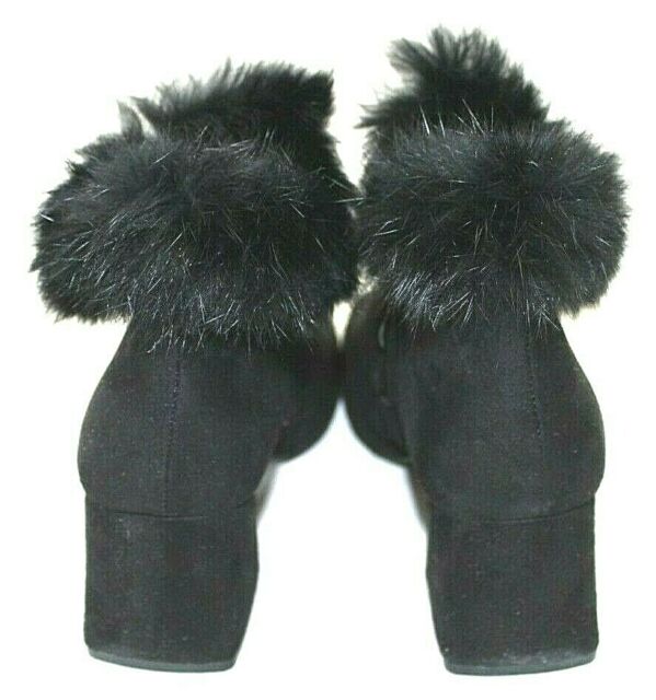 WEE BOO womens ankle boots size 6 M zip side black faux leather fur trim NEW ZV11186