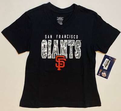 Genuine Merchandise San Francisco Giants Girls' V-Neck Black T