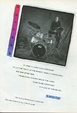 1995 Print Ad of Shure Drum Microphones w Paul Wertico