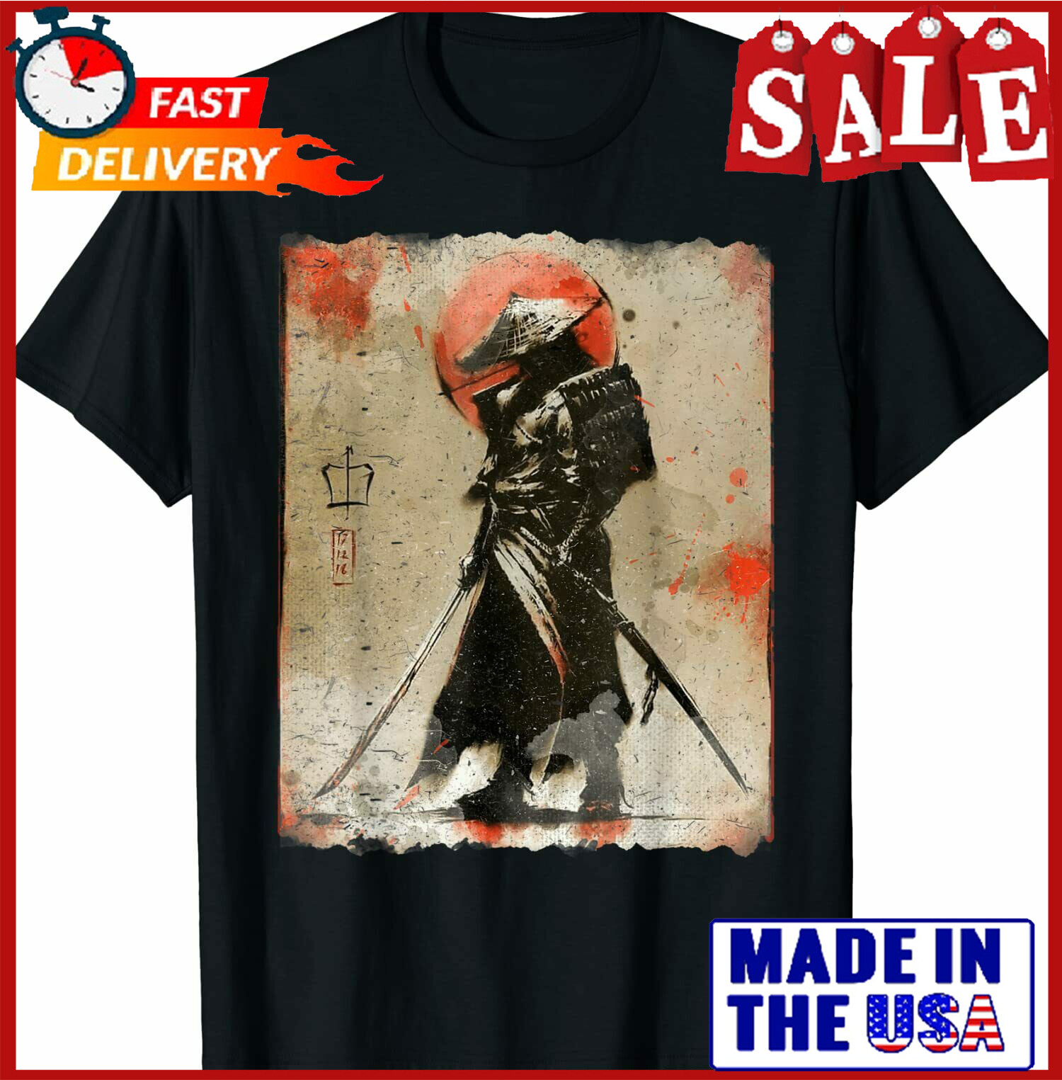 NEW LIMITED Samurai Japanese Retro Art Print Bushido Tee T-Shirt Size S-5XL