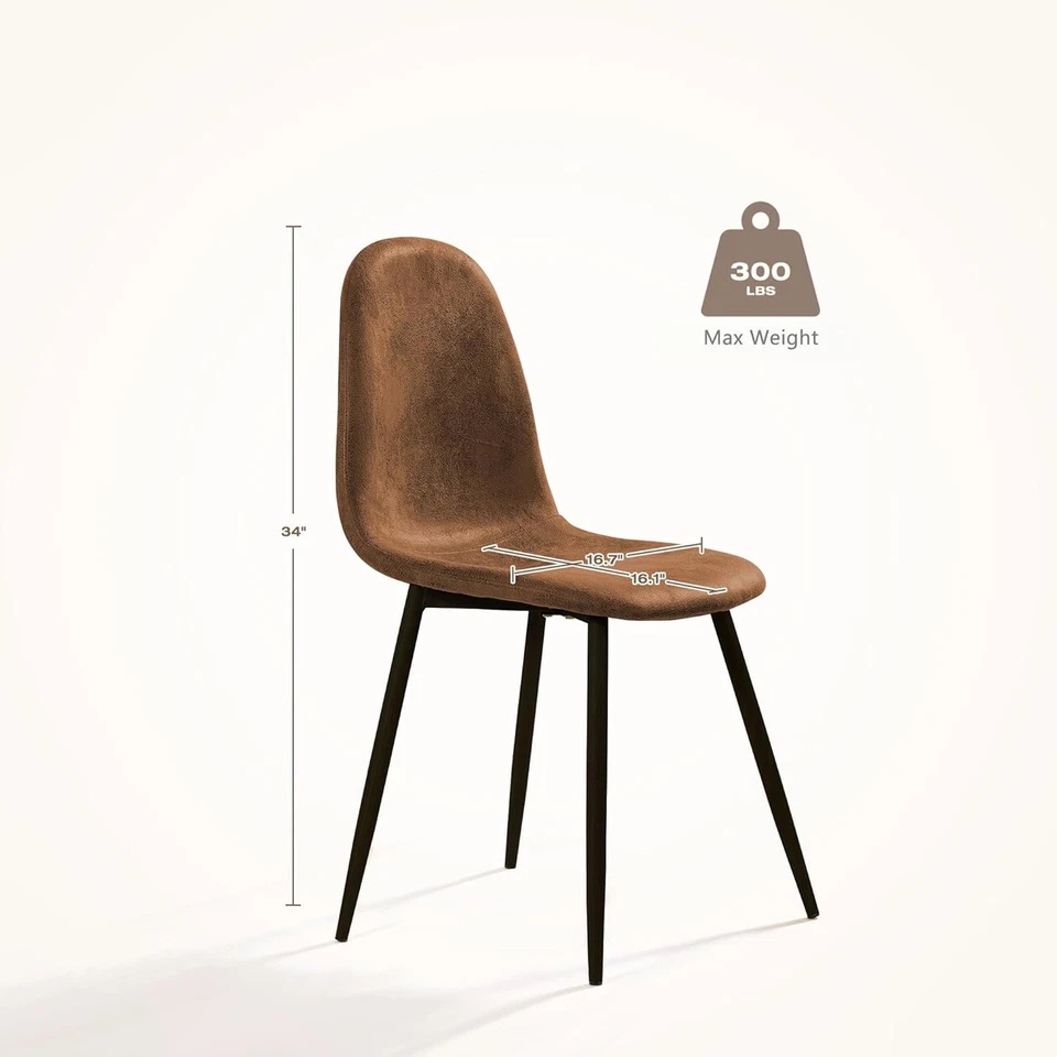 4 Dining Chairs High Back Metal Legs Modern Kitchen - Image 3 of 4