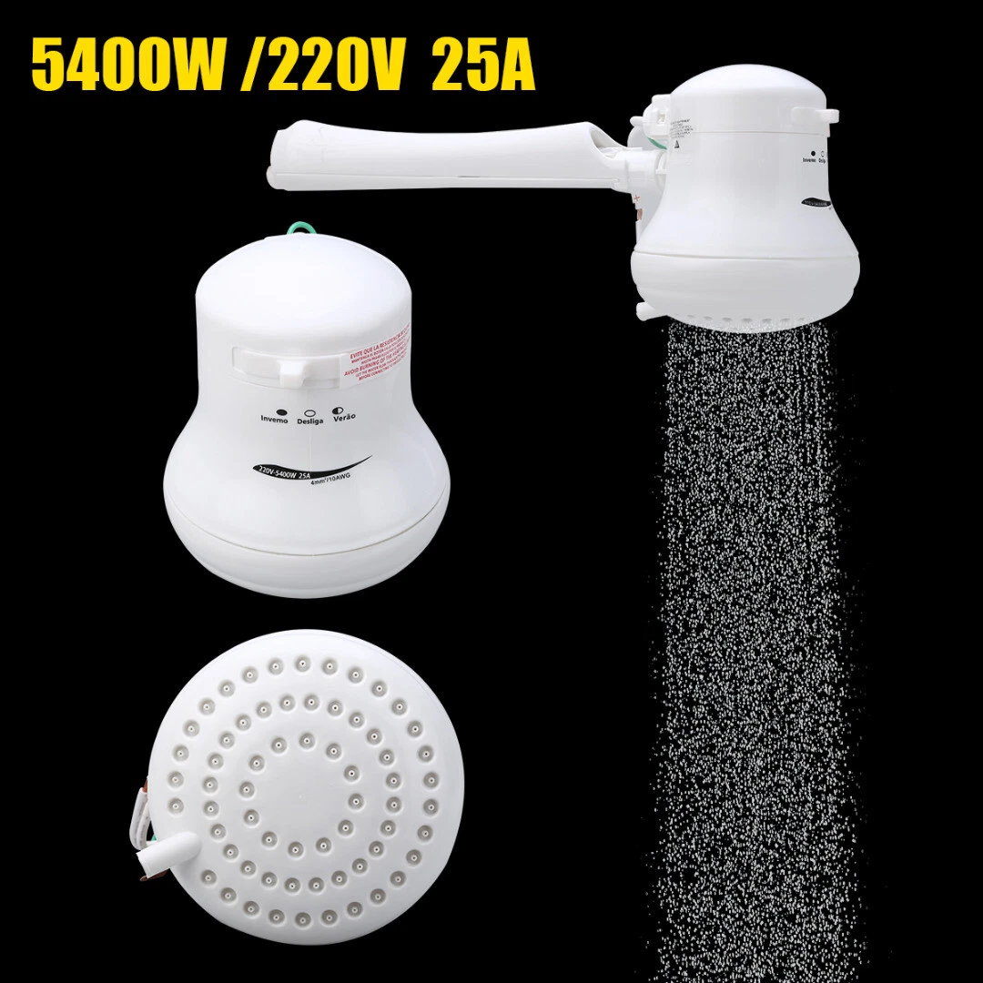 5400W 110V/220V Electric Shower Head Instant Hot-Water Heater Bath+Hose  Bracket | eBay