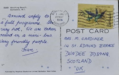 Worthing Beach, Barbados, Postmark 14 May 1981 Worthing Barbados - Picture 2 of 4