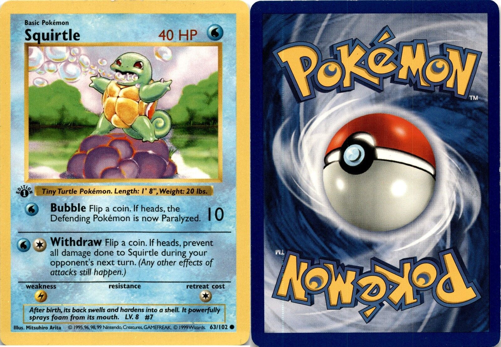 Squirtle - 63/102 - Common - 1st Edition - Pokemon Singles » Generation 1 »  Base Set (Shadowless) - The Side Deck - Gaming Cafe