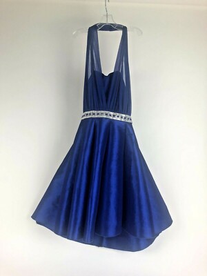 Forever 21 Blue Neck Wrap Silver Sequin Formal Dress Small | eBay