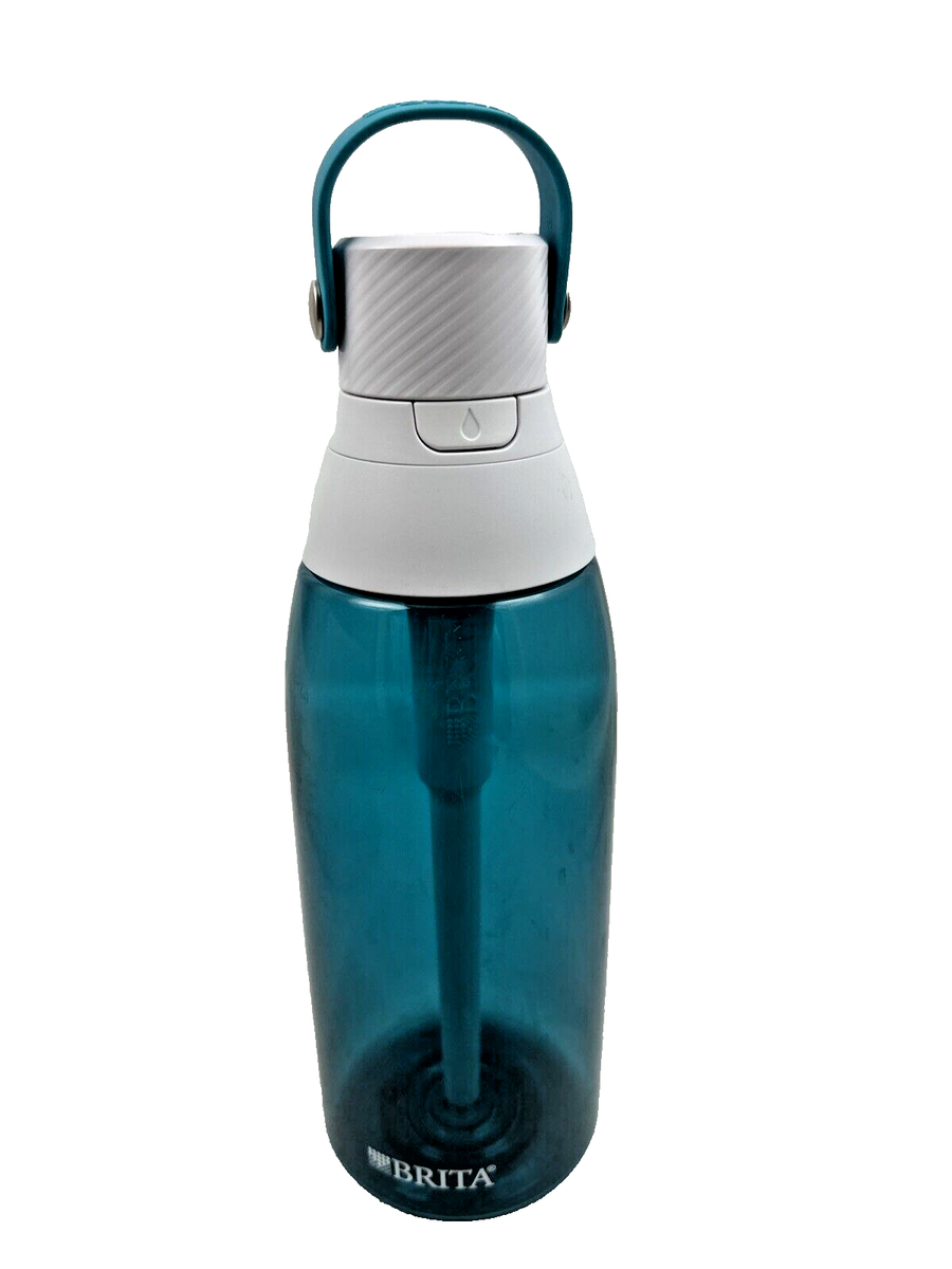 Brita Filtration 32 oz. Water Bottle Push Flip Top Straw & Carry Handle Aqua