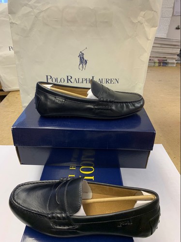 Ralph Lauren Mens Black Leather Loafers 