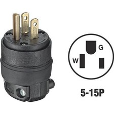 (20)-Leviton NEMA 5-15P Uso Áspero 3 Hilos 2 Polos Cable Eléctrico Enchufe 000-515PR