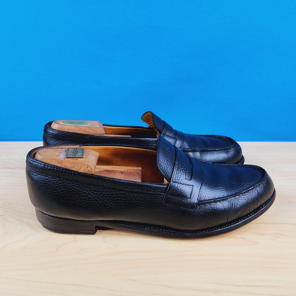 J.M. Weston 180 Black Pebbled leather Penny Loafers Dress J.M. Weston 180 Black Pebbled leather Penny Loafers Dress