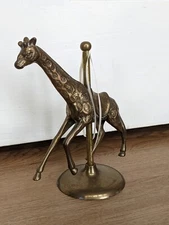 VINTAGE Brass GIRAFFE Carousel Statue Figurine 8.5"