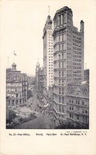 Postcard Post Office, World, Park Row, St. Paul Buildings, N.Y. VTG VPC01.