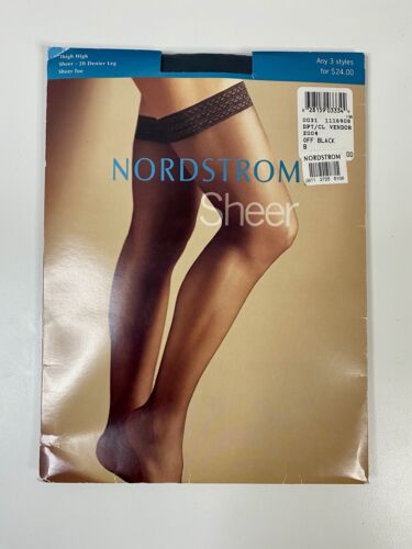 NEW Nordstrom's Thigh Highs 20 Denier Black  Size B style 2004 Sheer Toe - Picture 1 of 3