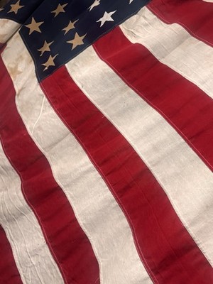 1912-1959 VINTAGE ANTIQUE 48 STAR US FLAG w/Sewn Stripes Sewn On
