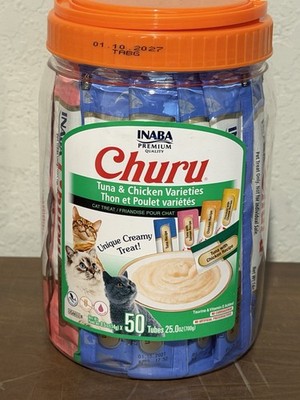 INABA Churu Cat Treats, Lickable, Squeezable Creamy Purée Cat Treat with Green
