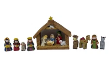 9 Piece Nativity Set Christmas Manger Scene Figurines with Stable Holiday Decor