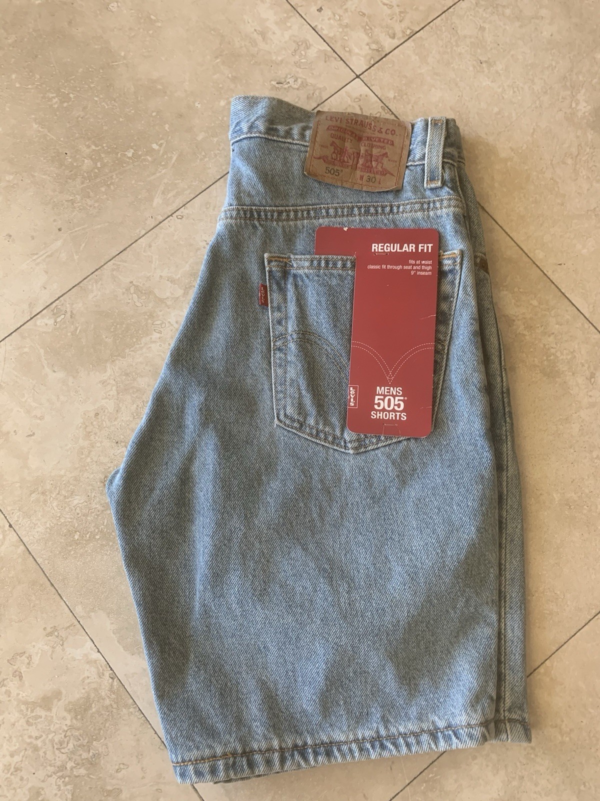 Levi's 505 Men's Shorts 9 Blue Light Denim Jean Regular Fit 100percent Cotton Size 30