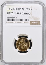 1982 Gold Proof Half Sovereign, Elizabeth II, NGC PF70 ULTRA CAMEO