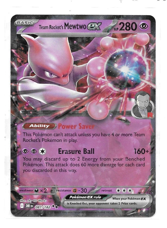 Pokemon TCG Team Rockets Mewtwo EX 81/182 Destined Rivals Double Rare