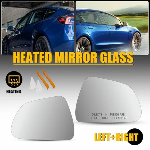 For 2017-2023 Tesla Model 3 Front LH&RH View Mirror Glass Power Heated TA1325101