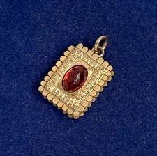 Filigree Nouveau Gold filled ornate Gemmed Fob Gf Vtg Victorian 1” 5g Art Deco