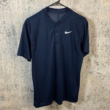 Nike Dri-Fit Victory Blade Golf Polo Mens Small Navy Blue Short Sleeve Tennis