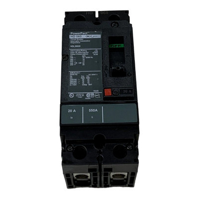 Square D HDL26020 Circuit Breaker 20A 2P 240V HDL 2 Pole 20 Amp 240 Volt Used