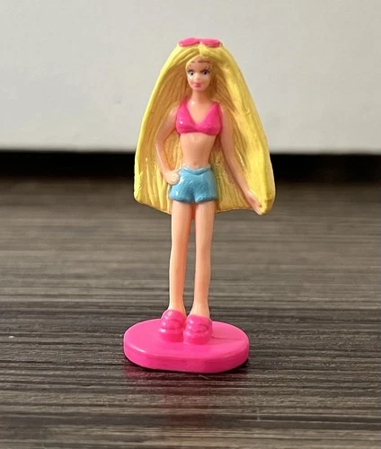 BARBIE MINI FIGURE VNTG 1998 RUBBER PINK BLUE BIKINI TOY MINIATURE ENTHUSIAST