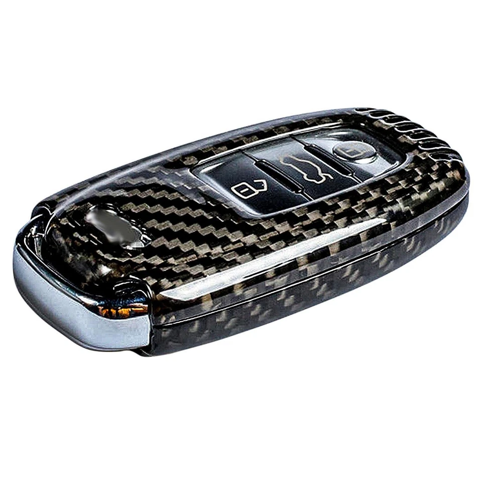 Fibre de Carbone Porte-clés Couverture de Clé de Voiture pour Audi A4 A4L A5 ... - Photo 4/4