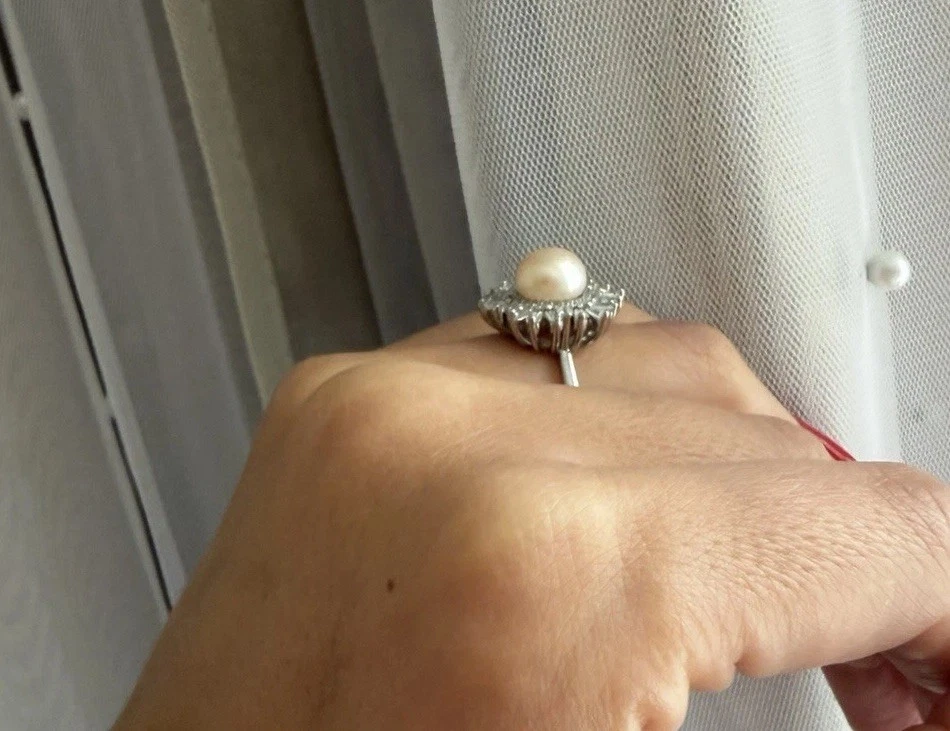 Anillo de plata de ley con perlas de agua dulce de tamaño variable Foto 4 de 4