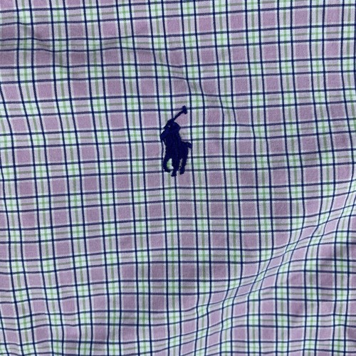 Vintage Ralph Lauren Herren Classic Fit Hemd mit Knöpfen rosa kariert 17 34/35 blau Pony - Bild 8 von 15