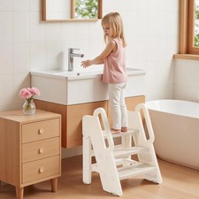 Kids Step Stool, Foldable Toddler Step Stool for Bathroom Sink, 150lbs Load Bear
