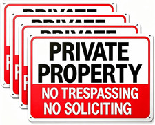 4 Pack No Trespassing Signs Private Property, No Soliciting Sign for House 2-I
