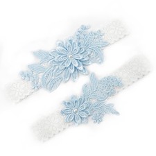 Garters for Bride Wedding Thigh Set White Lace Floral Elastic Leg Band