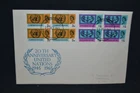 GB first day cover 1965 United Nations with blocks of 4 on special cover