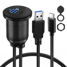 Type C 3.0 USB 3.0 Alloy Shell Car Mount Flush USB Port Cable Male to Female,...