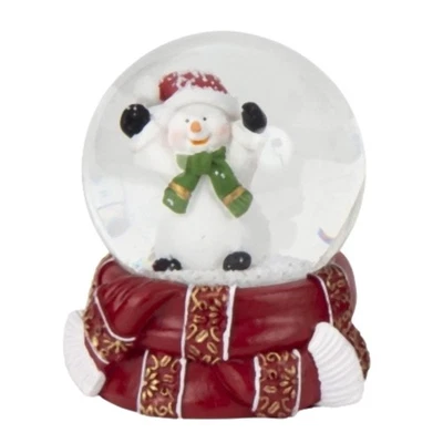 MINIUM COLLECTION Süße Schneekugel Schneemann grüner Schal auf Sockel rot gold Winterschal B: 65mm