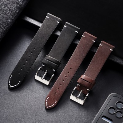 18mm 20mm 22mm 24mm Men Classic Genuine Leather Watch Band Strap Christmas Gift