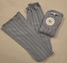 NWT Pink Rose Pj Top Wom S Long Sleeve Blue RoseAccent Lettuce Edge & Used Pants